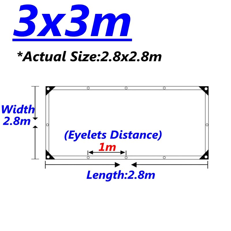 0.32Mm Blauw Oranje Pe Regendicht Doek Dekzeil Outdoor Luifel Shading Zeil Camping Vrachtwagen Luifel Grondzeil Huisdier Huis Cover: 3x3m