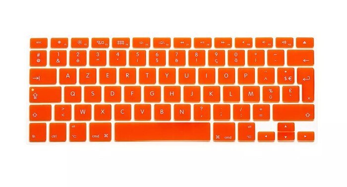 Silicone French Keyboard Cover For Macbook Air Pro Retina 13 15 17 Protector for Mac book keyboard France EU Euro AZERTY: Orange