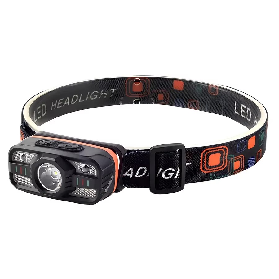 Mini genopladelig led-forlygte kraftfuld induktiv pandelampe hvidt og rødt lys udendørs camping fiskeri nødarbejdslampe: Blå