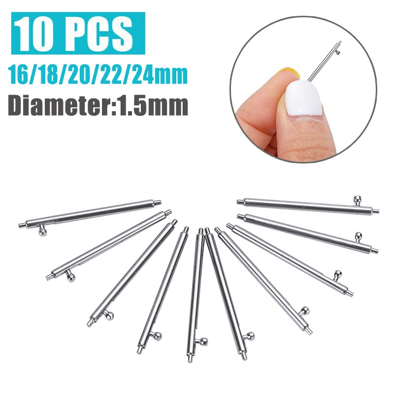 16mm 18mm 20mm 22mm 24mm 10 stk hurtigutløser klokkerem fjærstenger pinner 1.5mm diameter klokkestift pepair verktøy og sett
