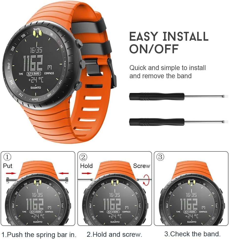 Rubberen accessoirebandje voor suunto core band, polsbandje voor sport, vervangende bandjes met metalen sluiting voor suunto core smartwatch
