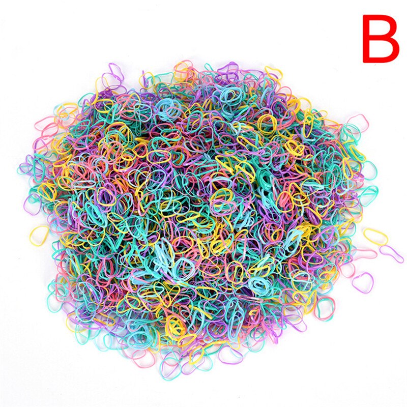 500PCs Office Binding Ponytail Holder Rope Elastic Rope Ties Braids Plaits Rubber Hair Hairband: B