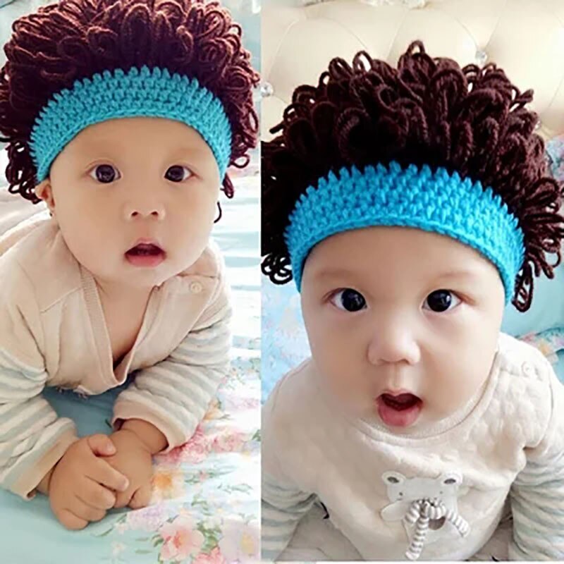 Fashionable Children's Hats Hand-Made Baby Boys And Girls Cotton Wool Warm Breathable Baby Hats Boy And Girl Wig Hats 1-3T