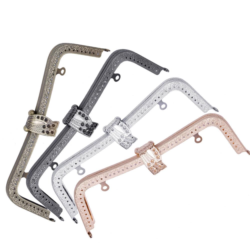 20cm Metal Purse Frame Handle Clutch Bag Accessories DIY Kiss Clasp Lock Bronze Embossing M-shaped HandBag Hardware