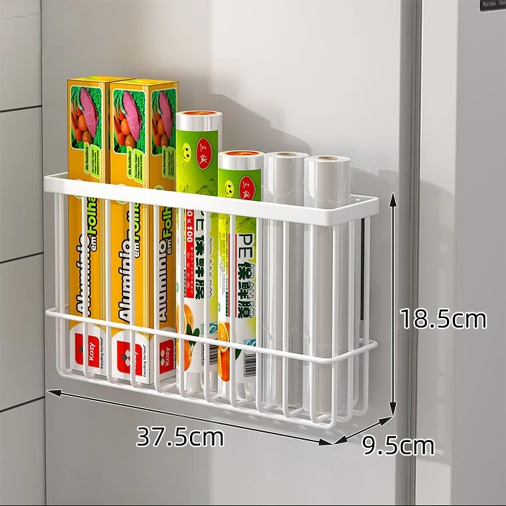 Multifunctioneel magnetisch koelkastopbergrek Geen punch Ruimtebesparend Papieren handdoekhouder Muurhangende mand Keukenorganizer: Light Grey
