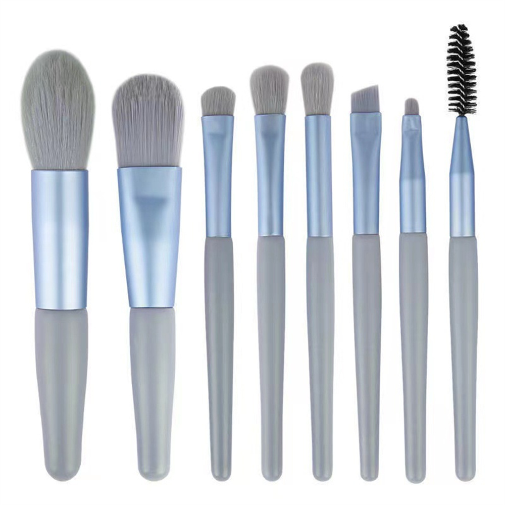 Juego de 8 Uds de brochas de maquillaje, brocha correctora de maquillaje, colorete, brocha para polvos sueltos, sombra de ojos, resaltador, brocha para base, herramientas de belleza: Gris
