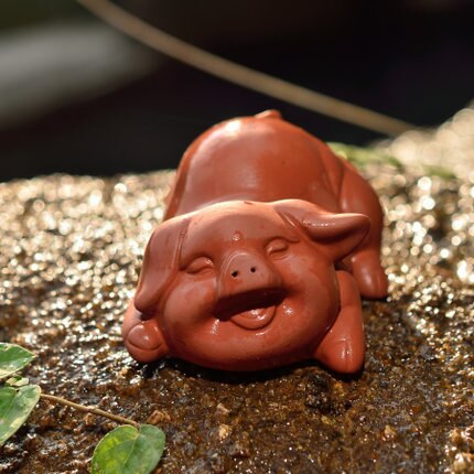 groß WIZAMONY Chinesischen yixing Lila Tonne zinnober Zeichnung Tee einstellen Schwein Glück Dekoration Tee Haustier glück reichtum: Hellgelb
