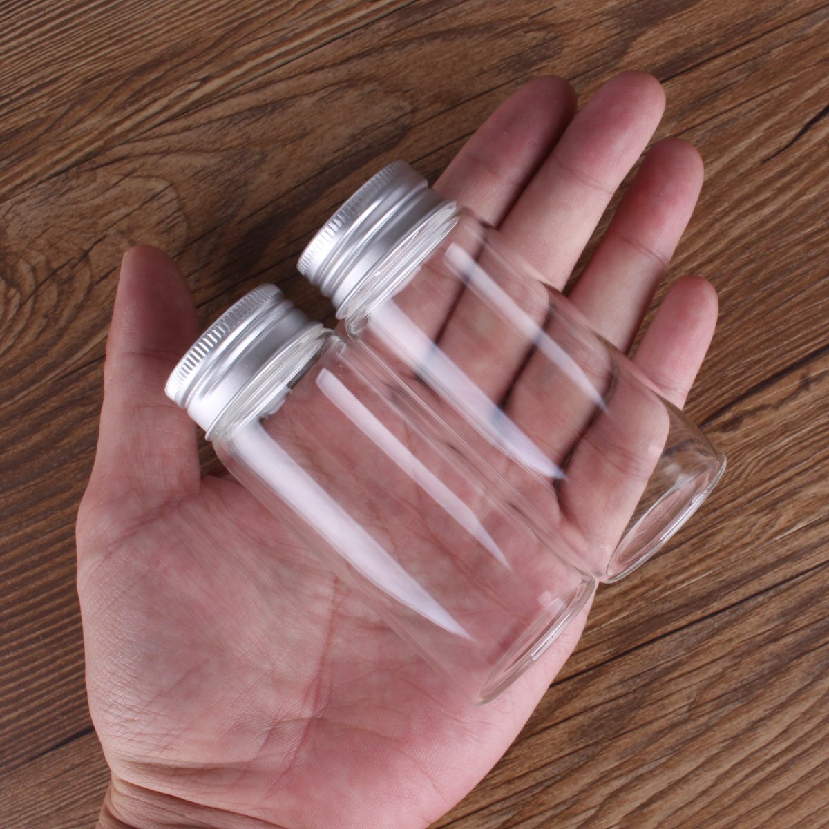 15pcs 20ml-150ml Glass Bottles with Aluminum Lids Diameter 37mm Candy Jars Pill Container 9 Sizes U-pick