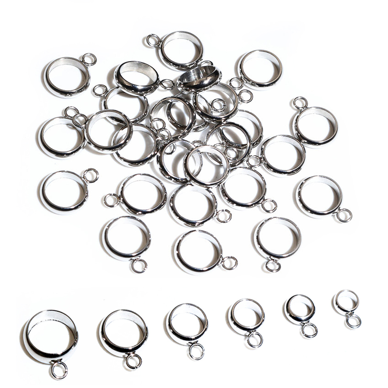 20 unidades de aros de acero inoxidable de Color dorado, anillos circulares, Conector de círculo, accesorios para accesorios de joyería para collar de pulsera: 10 mm / Negro