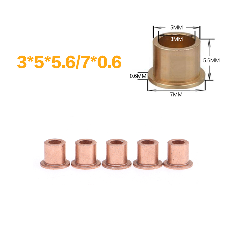 5 Stuks Flanger Zelfsmerende Lager Poedermetallurgie Olie Koperen Bus Gids Mouw Met Getrapte Flens Hardware: Oranje