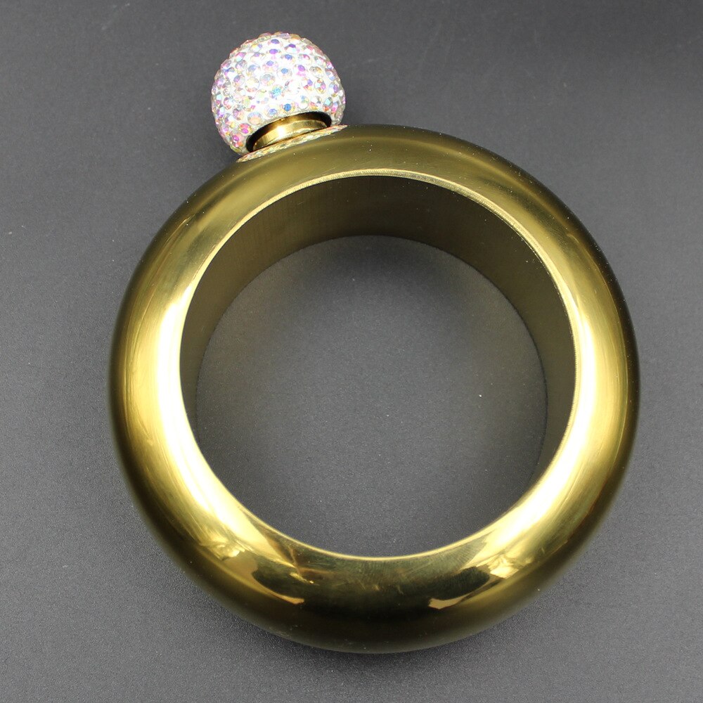 Bracelet Flask 3.5oz Stainless Steel Hip Flask Ring 100ml Wine Flask Whiskey Alcohol Bracelet Bottle for Bar Kitchen: Yellow