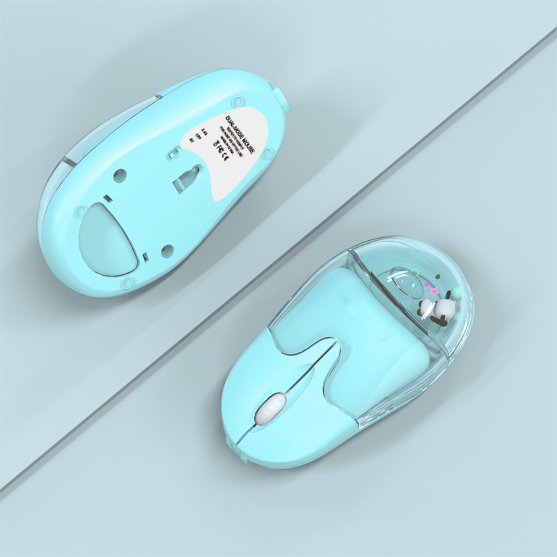 Mouse wireless dual-mode Mouse cablato Mause Design creativo Bambola galleggiante Pulsante muto ricaricabile Bellissimi mouse Uso ufficio Ergonomia: BIANCO
