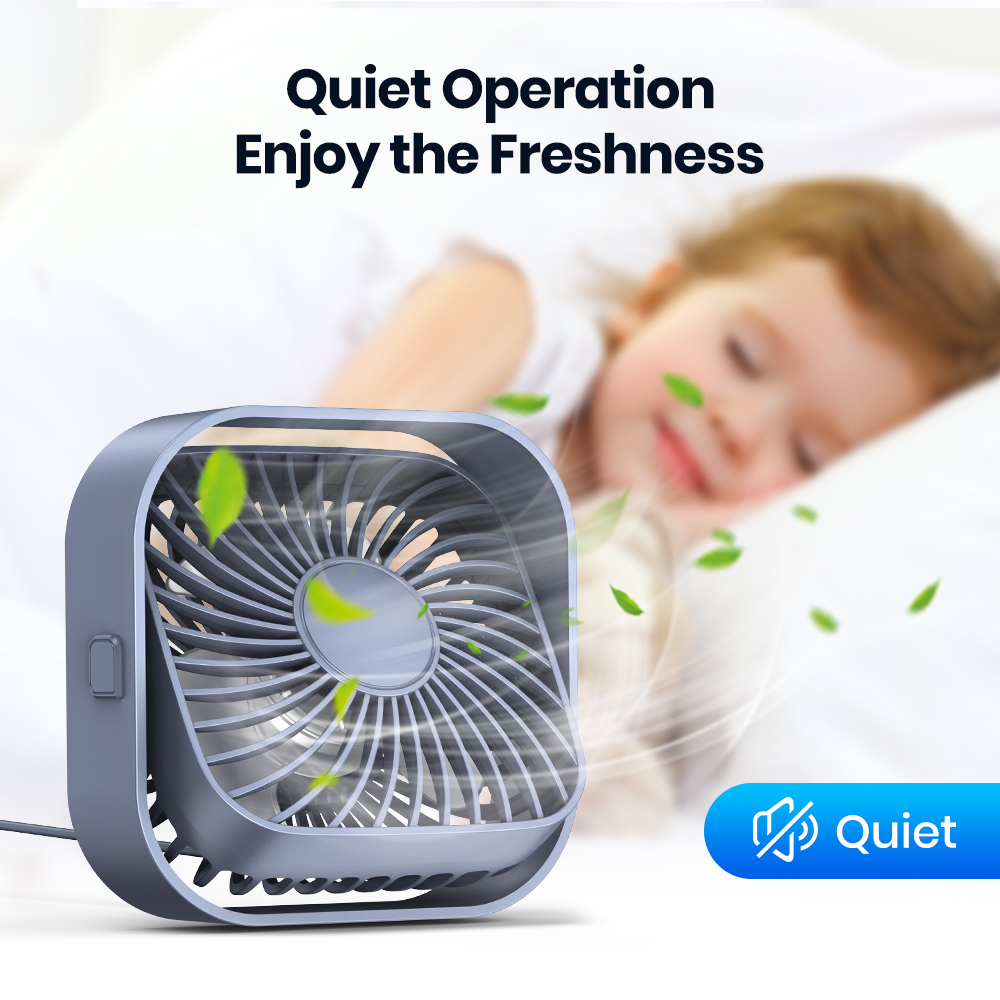 TOPK Mini ventilateur Portable USB ventilateur de bureau Table flux d'air fort et fonctionnement silencieux 3 vitesses vent 360 ° Ventilateurs sur pied rotatifs pour chambre maison