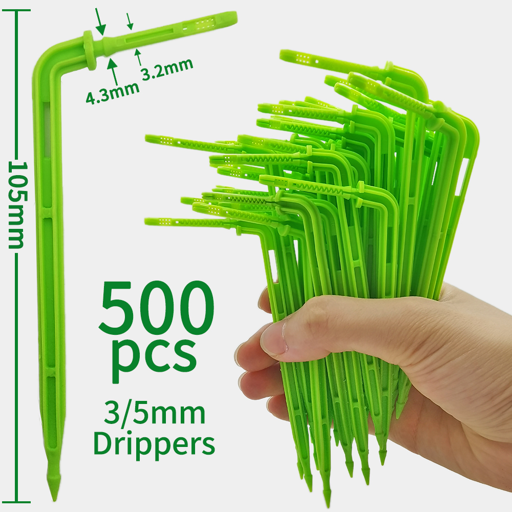 Oasis-sistemas de riego por microgoteo para jardín, kit de goteros de flecha de 3/5mm, para invernadero de bonsái en maceta, 10-100M, 4L, 8l/H: Verde militar