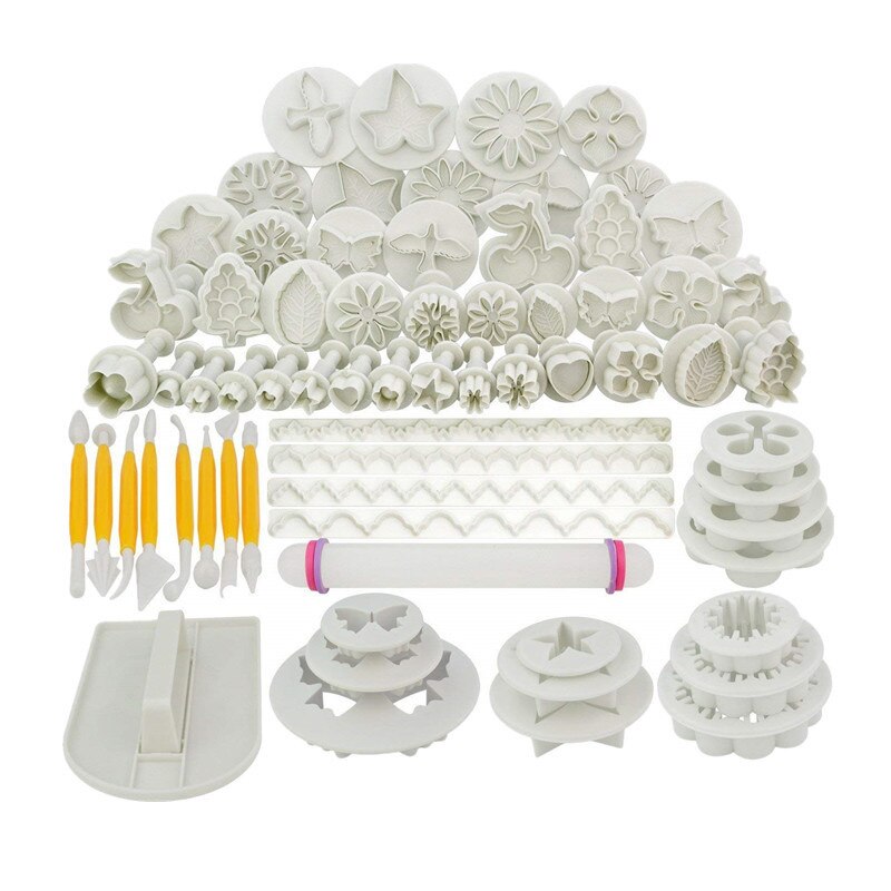 68pcs Fondant Cake Mold Set Plastic Biscuit Cutting Mold Set DIY Craft 3D Bakeware Sets Household Kitchen Baking Tools: Default Title
