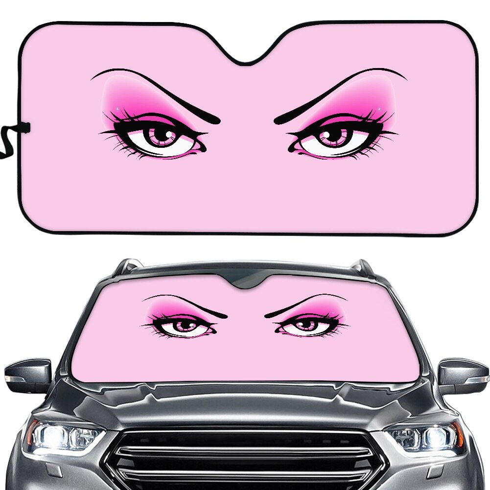 Parasol con estampado de Ojos de mujer para parabrisas delantero de coche, Reflector de calor, sombrilla para coche, suministros de sombreado universales personalizados: Rojo