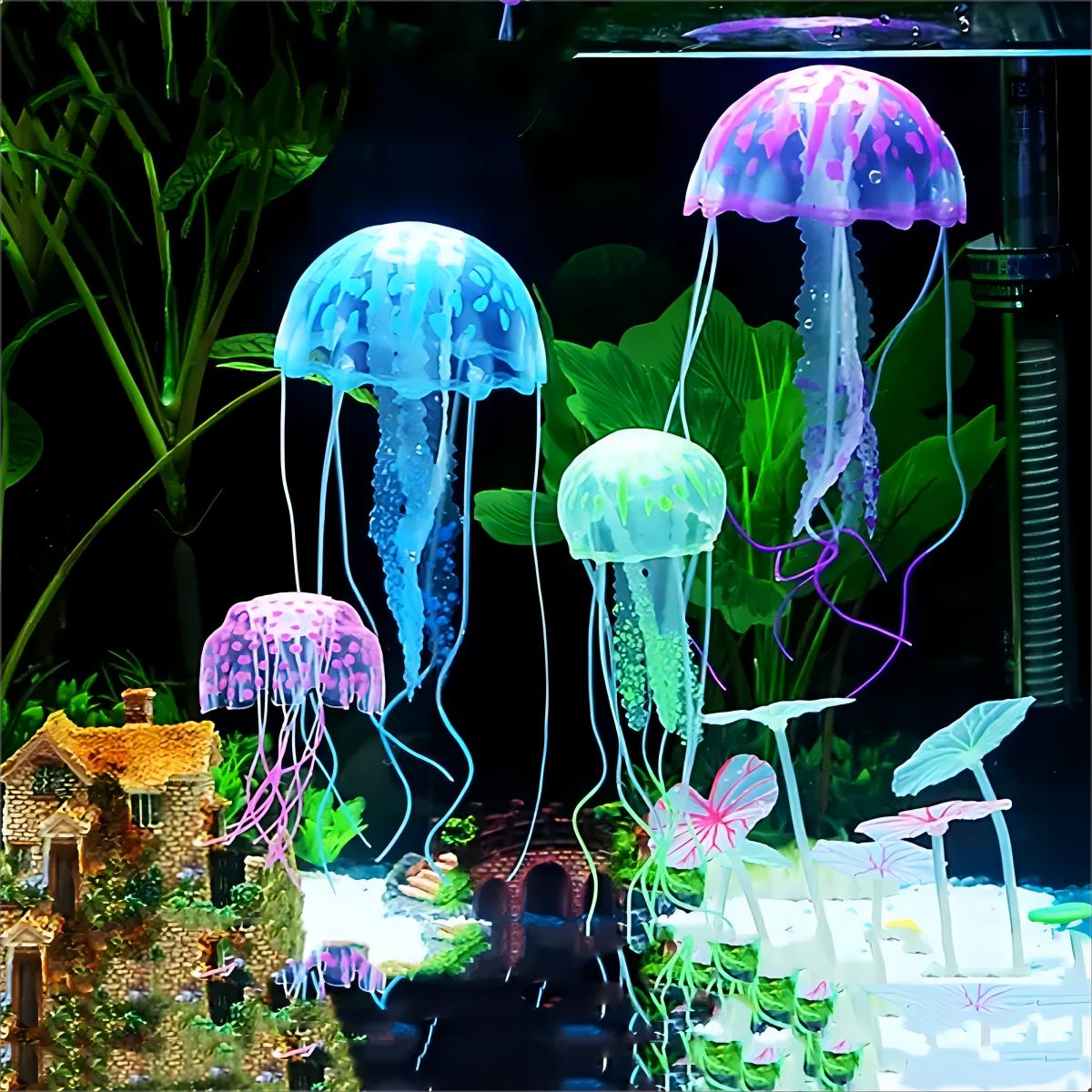 Méduse fluorescente artificielle, 1 pièce, décoration d'aquarium en Silicone, Simulation de paysage, aquarium rouge, aménagement paysager