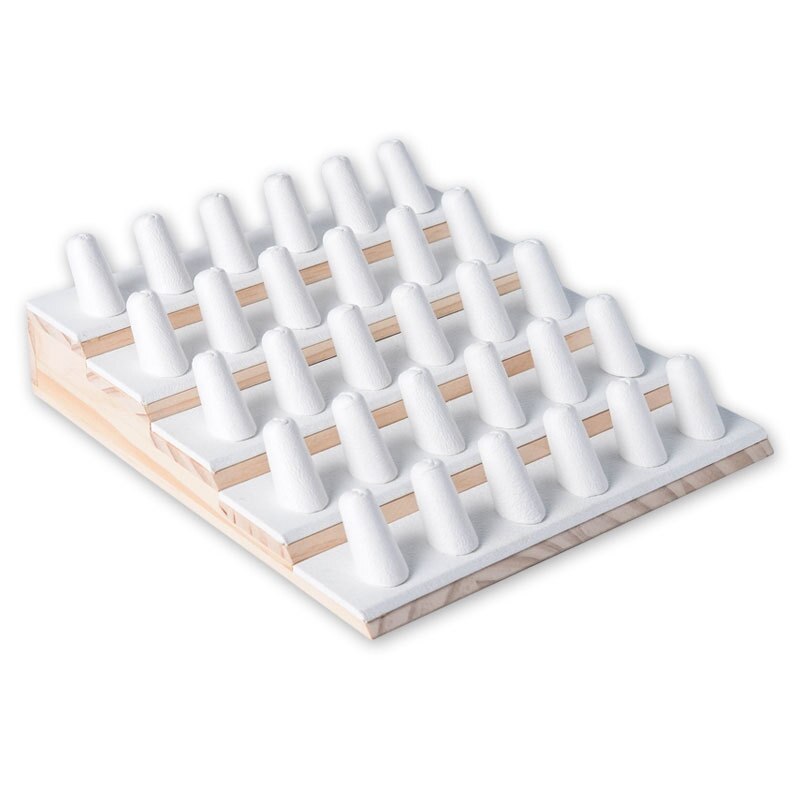 Blanc PU doigt anneau vitrine d'affichage support organisateur bijoux stockage compteur: Default Title