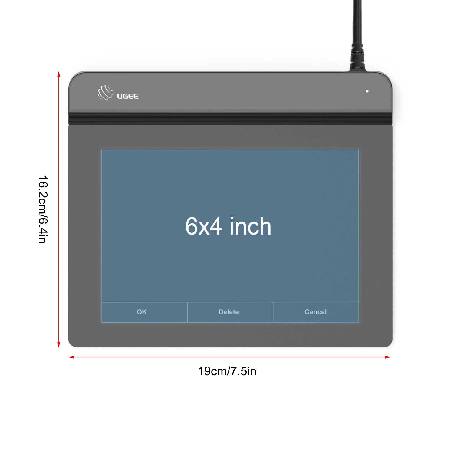 Ugee CS06 Signature Tablet Graphics Drawing Tablet Pad 6x4 Inch Active Area with 8192 Levels Battery-Free Pen 5080lpi for Office