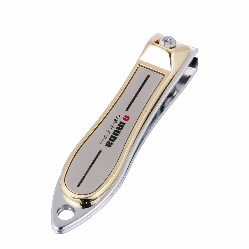 1 PC Rvs Nagelknipper Met Nagelvijl Manicure Nail Cutter Trimmer Gouden Rand Letters Carve