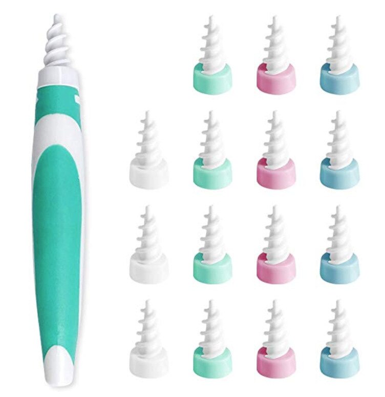 Écouvillon de nettoyage de cire d&#39;oreille en spirale souple, 16 pièces/ensemble, outil d&#39;élimination de la cire d&#39;oreille, bouchons d&#39;oreille, soins d&#39;oreille intelligents, outils de santé: Green 16 PCS