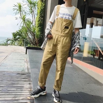 Hommes ample salopette pantalon hommes Hip Hop danse combinaison homme travail porter Baggy barboteuses Streetwear jarretelles pantalon D91301