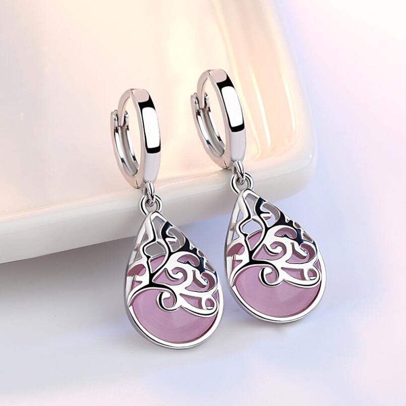 Moonlight Opal Water Totem Earrings For Women 925 Sterling Silver Jewelry Pendientes Statement Dangle Earrings SAE2