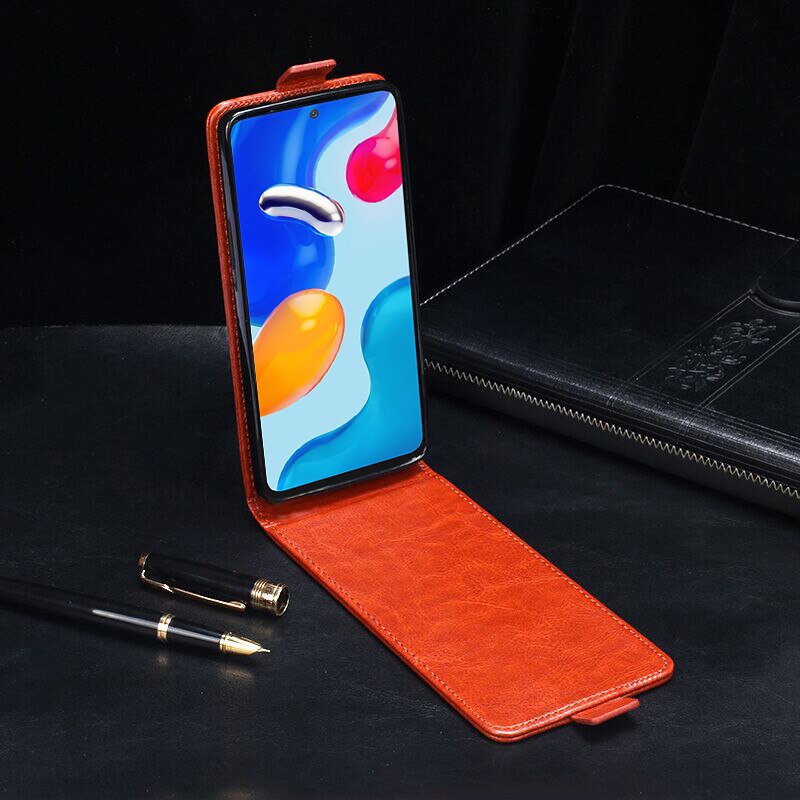 UP Down Case For Xiaomi Redmi Note 11 Case Phone Bag Holster Vertical Flip PU Leather Cover Redmi Note11 2201117TG Premium Case