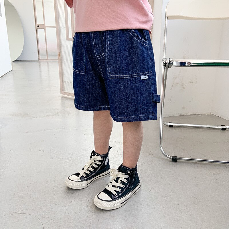 Children&#39;s clothes 2022 summer boys&#39; denim shorts children&#39;s Korean casual Capris 10-43