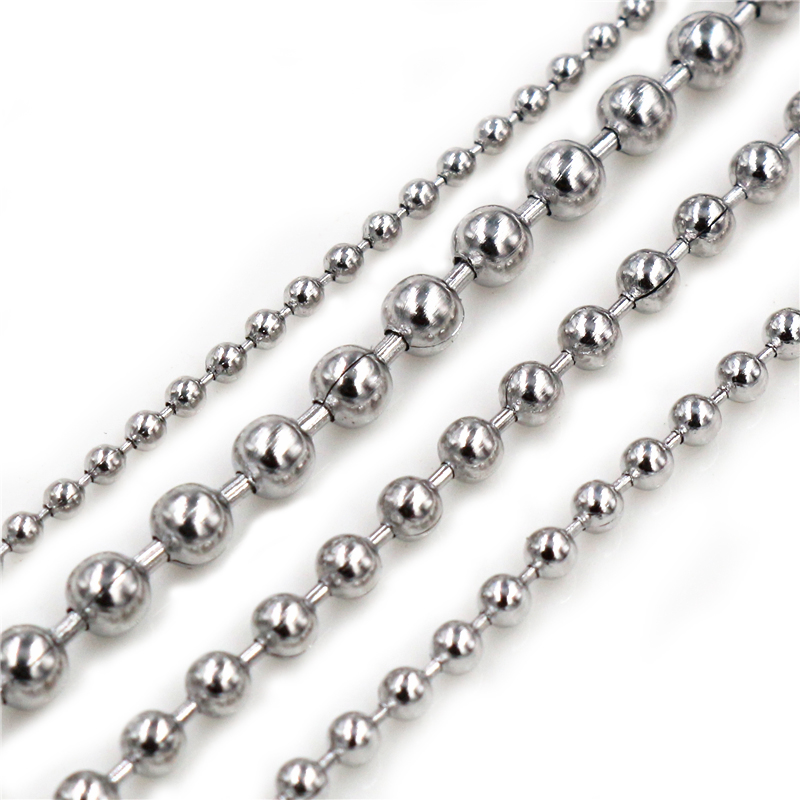 5 metros/lote 1,5/2,0/2,4/3,0mm bolas de cuentas de acero inoxidable cadenas de bolas a granel para collares para manualidades accesorios de joyería