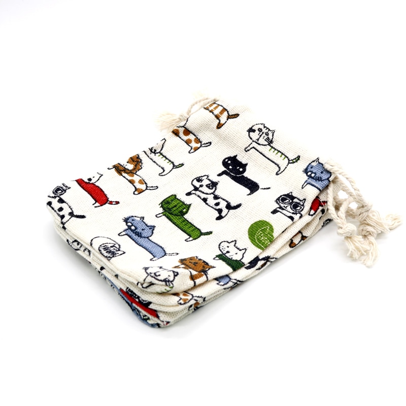 5pcs/lot Flower Cotton Bags 8x10cm Mini Jewelry Happiness Wedding Candy Bags Fabric Drawstring Cute Usual Bags