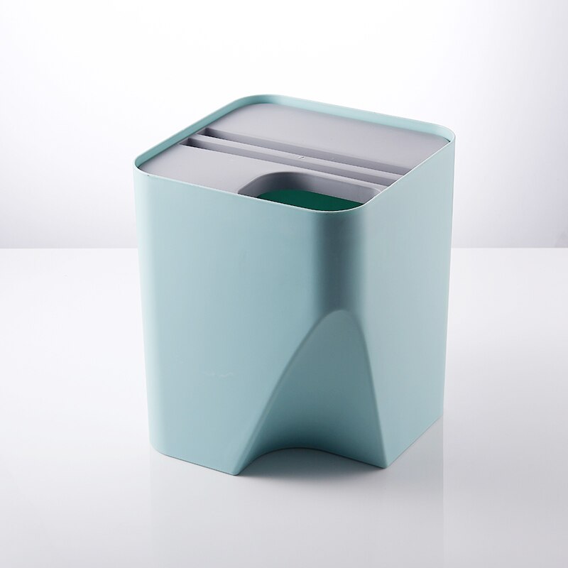 Keuken Prullenbak Voor Recycling Prullenbak Gestapeld Huishoudelijke Afval Sorteren Droge En Natte Scheiding Prullenbak Voor Badkamer WJ10242: BLUE   L