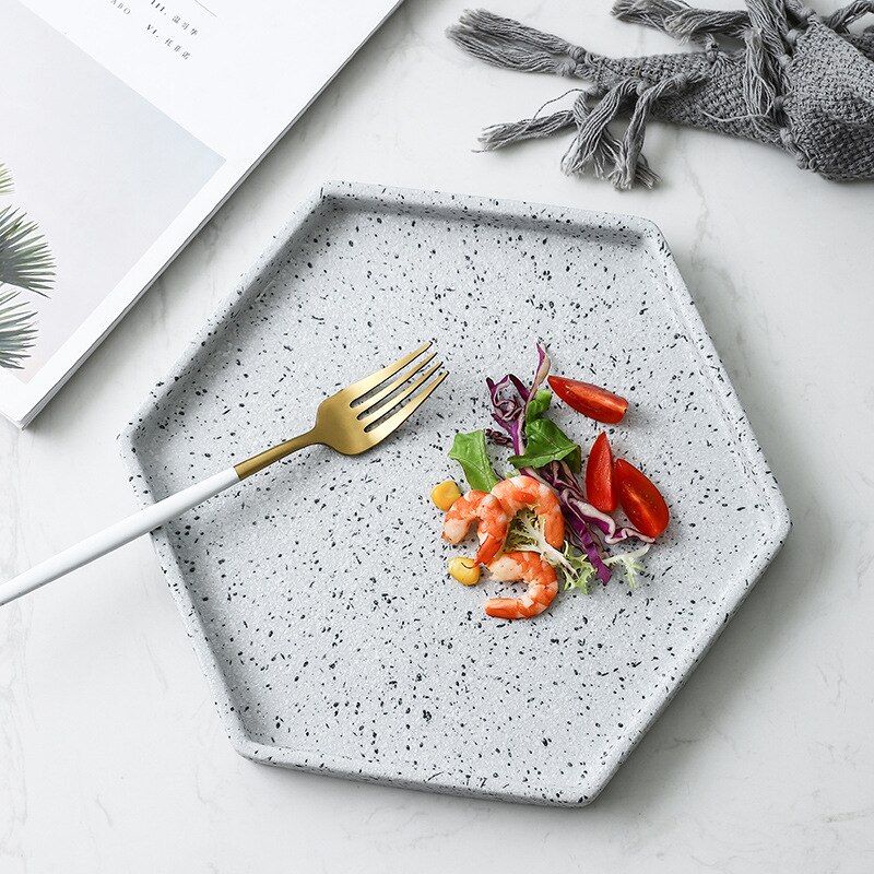 Nordisk granit keramisk opbevaringsbakke europa mad frugt morgenmad oval plade smykker bakke dessert fad dekoration