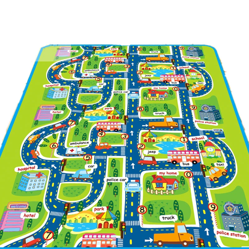 Esteras de arrastre para bebés, estera de juego de patrón de ciudad a prueba de humedad respetuosa con el medio ambiente para niños pequeños, YH-17