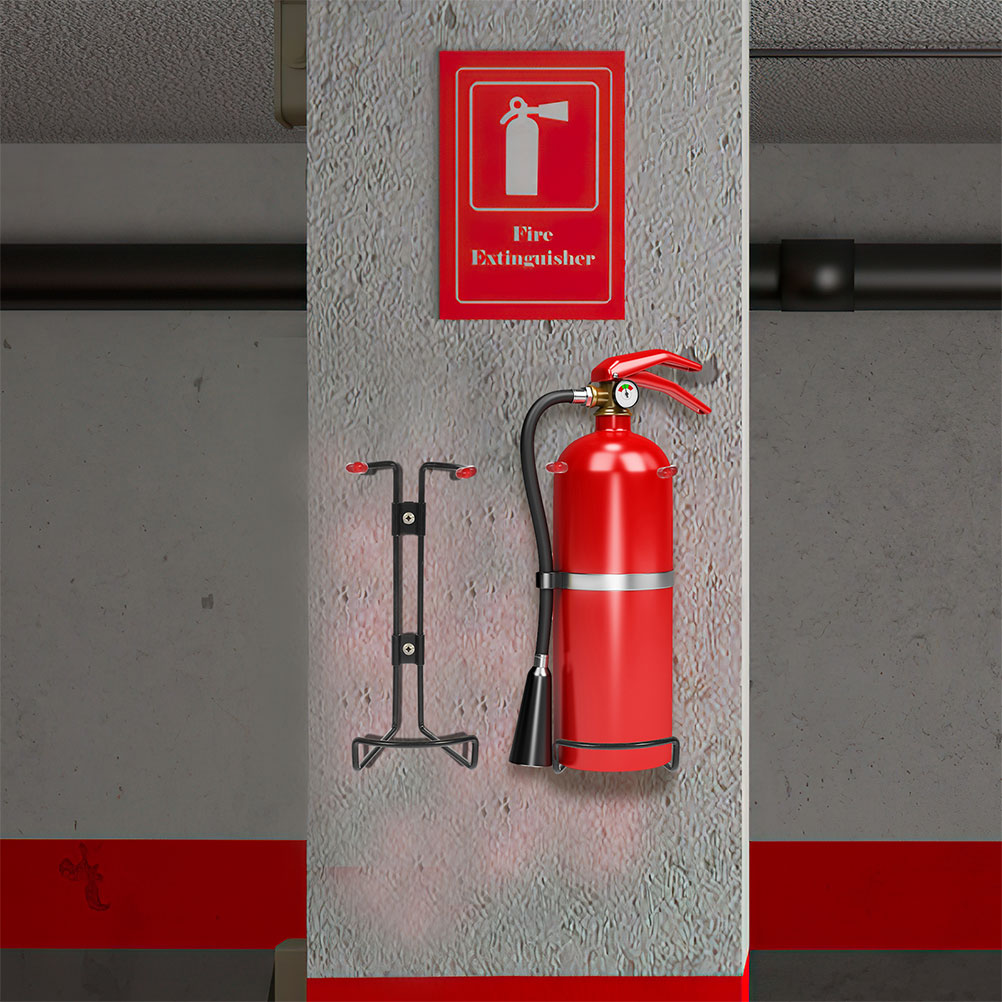 2 Pcs Fire Extinguisher Hanger Metal Bracket Universal Supplies for Wall Holder Black Mount