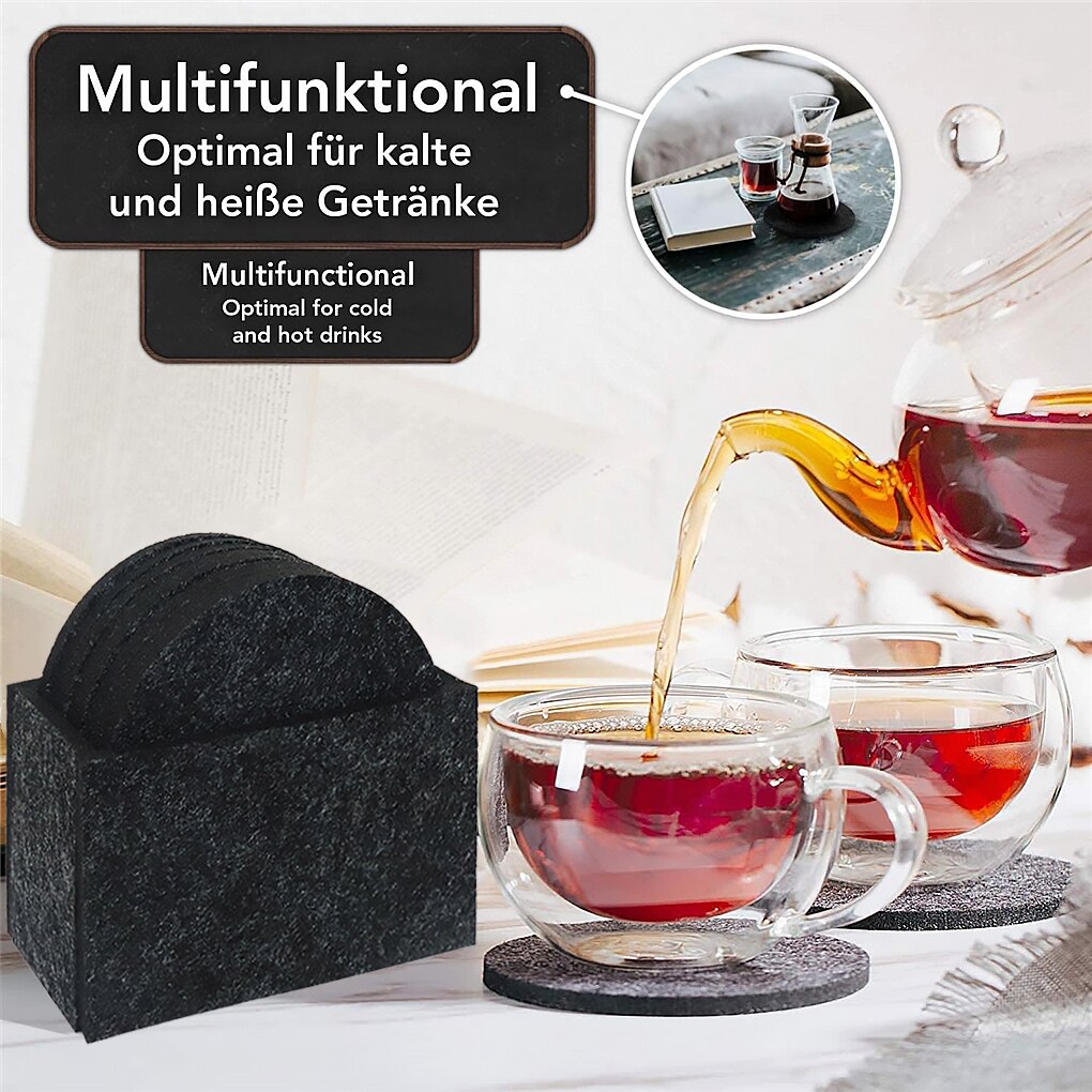 8Pcs Heat Insulated Cup Mat Felt Household Coaster Table Round Shape Decoration Placemat