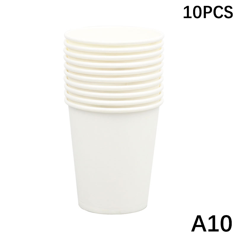 10 stk. 9oz/250ml ensfarvede tykke papkrus engangskop bryllup fødselsdagsfest engangsservice engangs papkrussæt