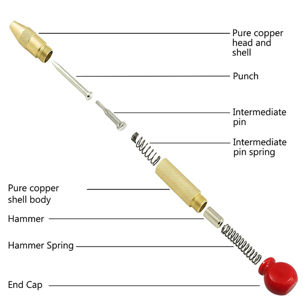 Diy Ijzeren Plaat Ponsen Locator Hoge Snelheid Staal Hoge Hardheid Automatische Center Punch Met Grip Cap Auto Glas Breakers