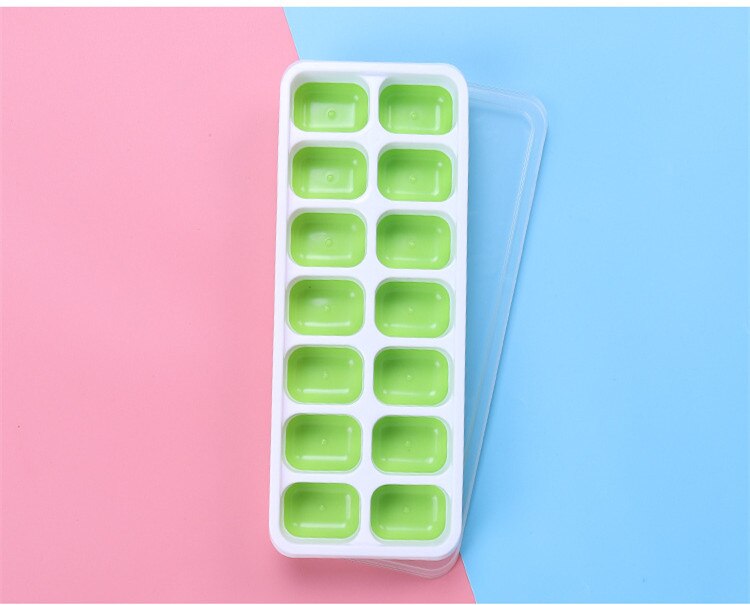 Neue Silikon Eis Würfel Tablett 14 Würfel DIY Eiswürfel Hersteller Schimmel Mit Abnehmbaren Deckel für Eis Partei Whiskey Cocktail Kaltes Getränk: Grün