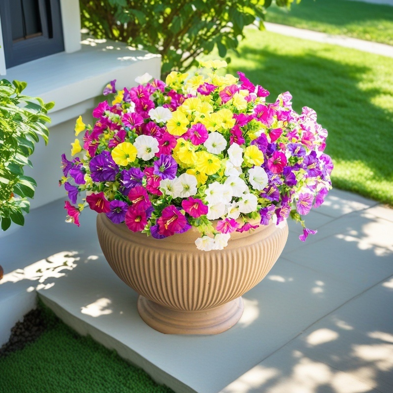 12 st konstgjorda blommor morgongloria - utomhusdekor, färgglad prästkrageplanter - ytterdörr, veranda, uteplats, fönsterlåda - heminredning