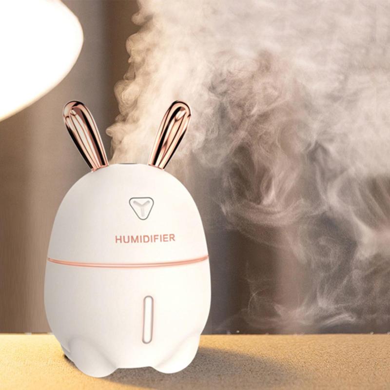 Mini Luchtbevochtiger Ultrasone Mute Cool Mist Geurende Lucht Olie Diffuser Met Kleur Led-verlichting Usb Oplader Leuke Huisdier Meisje Kids: Type B White