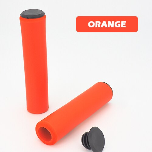 Luva de silicone para guidão de bicicleta, acessório para ciclismo à prova de choque, manoplas macias de bicicleta mtb com 18mm: Orange Bike Grips