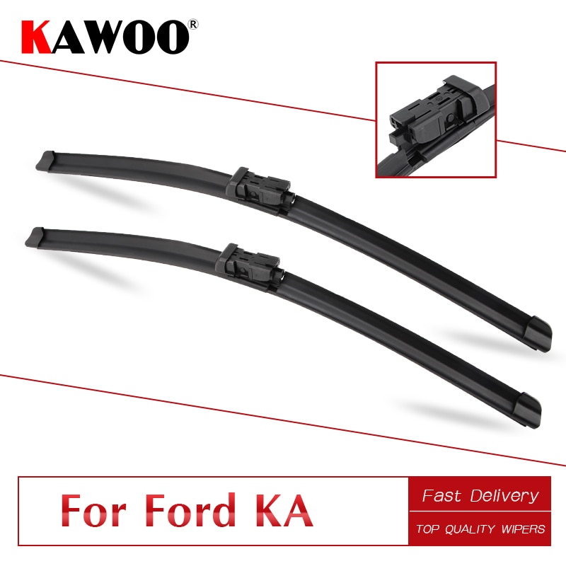 Kawoo Voor Ford Ka 24 "14" Auto Zachte Natuurlijke Rubber Schoon De Ruitenwissers Blades Fit Drukknop Arm