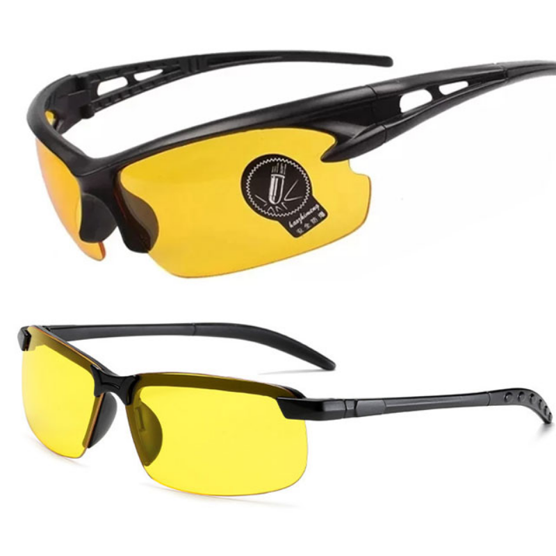 Gafas de visión nocturna para hombre y mujer, lentes de ciclismo al aire libre, montura negra, gafas de noche para Conductor, gafas de , color amarillo