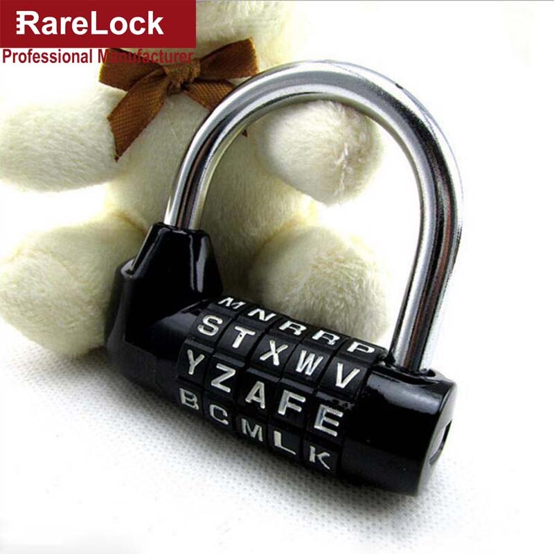 Candados de combinación de código con 5 letras para puerta, candados para gimnasio, Maleta, equipaje y bicicleta, Rarelock A