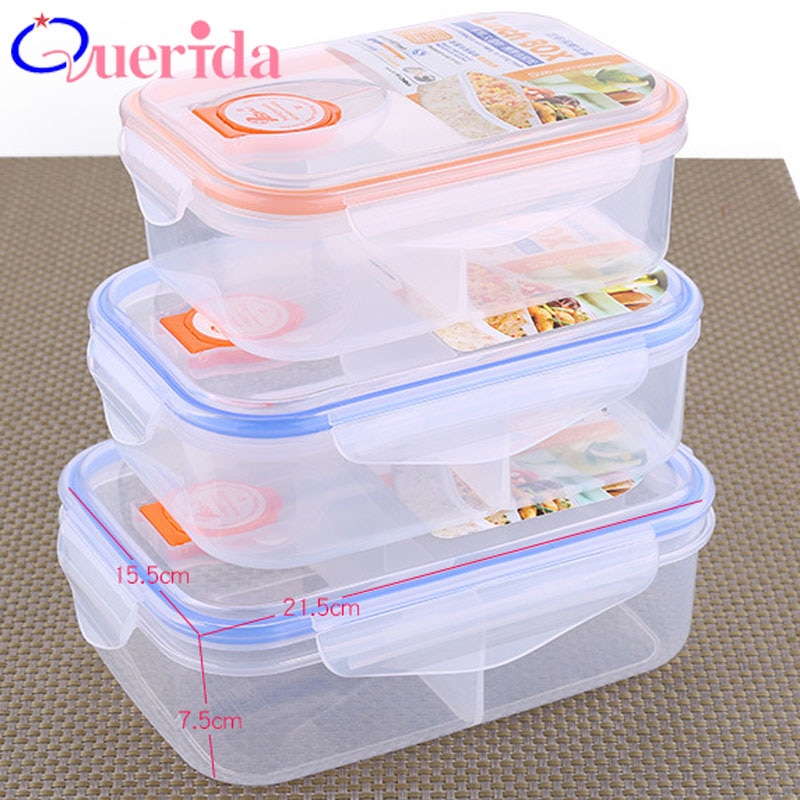 3Pcs/Set Portable Plastic Seal Storage Box Set Lunch Box Can Microwave Lunch Box Bento Heat-Resistant Lunch Box Food Container