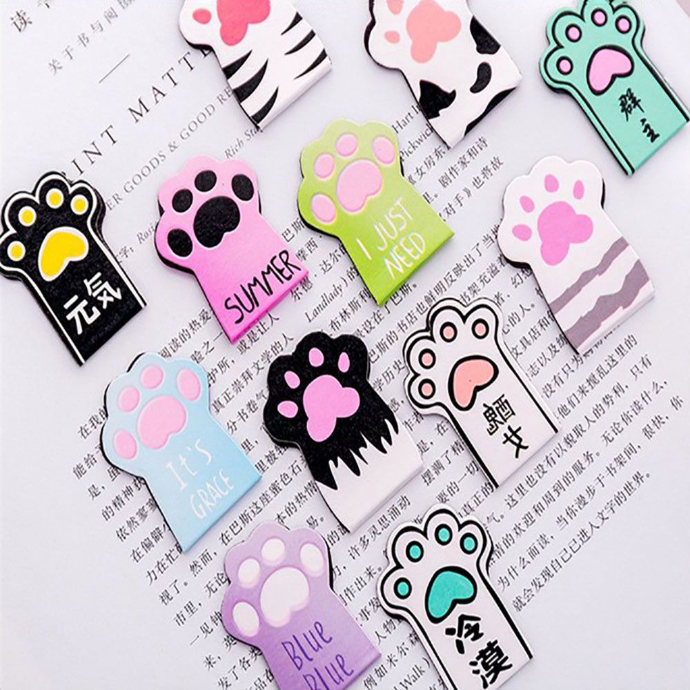 4pcs /Set Cute Cat Paw Magnetic Bookmarks Kawaii Book Markers Stationery Novelty Book Labels Paper Page School Office Supplies