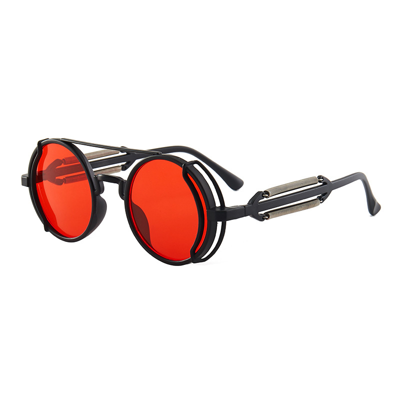 Mode Steampunk Stijl Zonnebril Retro Klassieke Ronde Frame Glazen Multi-color Lens Zon Brillen Gothic Punk Bril Unisex: B