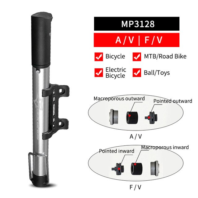 ROCKBROS Mini Tragbare Fahrrad Pumpe Licht Aluminium Legierung MTB Fahrrad Luftpumpe Reifen Inflator Schrader Presta Ventil Radfahren Pumpen: MP3128 100PSI