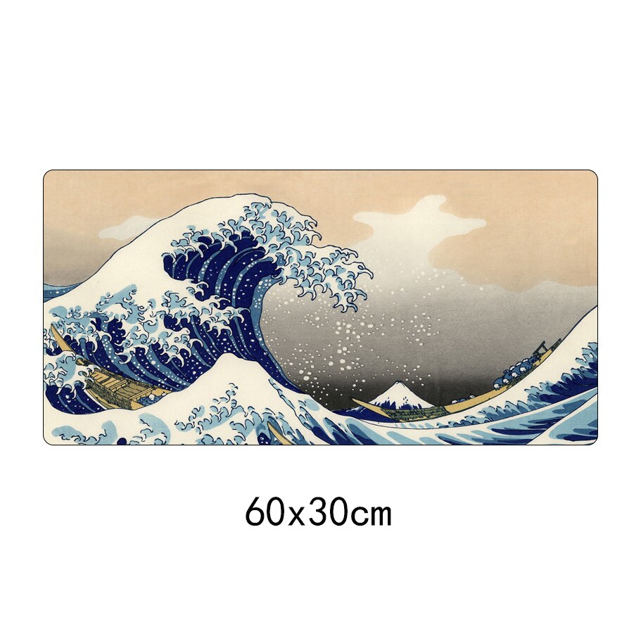 Japan The Great Wave of Kanagawa Art Mouse Pad Large Computer Gaming Mousepad Gamer XL Rubber Otaku Keyboard pad Laptop Desk Mat: 60x30cm